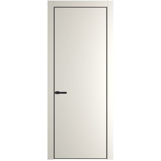 Фото межкомнатной двери эмаль Profil Doors 1PE перламутр белый глухая кромка чёрная
