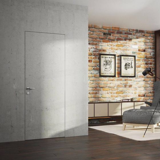Межкомнатная скрытая дверь под окраску Profil Doors 0PE Invisible с кромкой ABS под покраску после финишной отделки стен