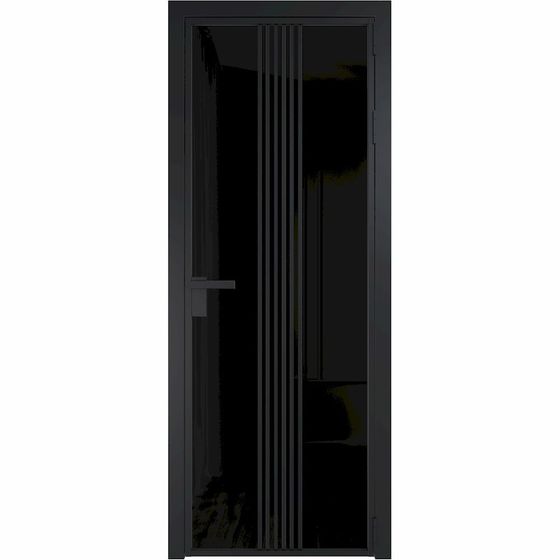 Алюминиевая дверь 18AG чёрная матовая RAL9005 стекло чёрный триплекс