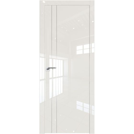Межкомнатная дверь глянцевая Profil Doors 42LK магнолия люкс с алюминиевым молдингом