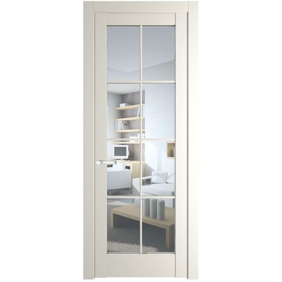 Межкомнатная дверь эмаль Profil Doors 4.1.2 (р.8) PD перламутр белый стекло прозрачное