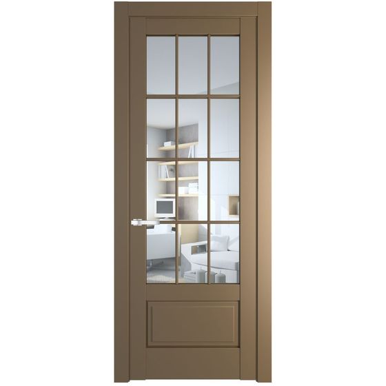 Межкомнатная дверь эмаль Profil Doors 3.2.2 (р.12) PD перламутр золото стекло прозрачное