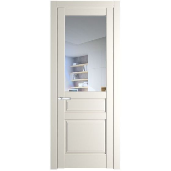 Межкомнатная дверь эмаль Profil Doors 4.5.3PD перламутр белый стекло прозрачное
