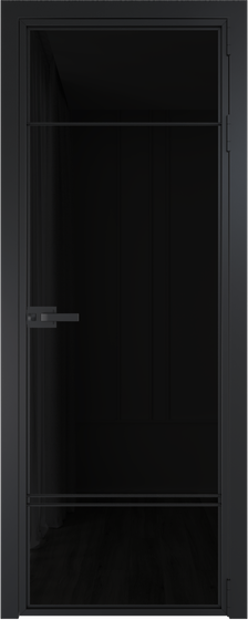 Алюминиевая дверь 4AX чёрная матовая RAL9005 стекло чёрный триплекс
