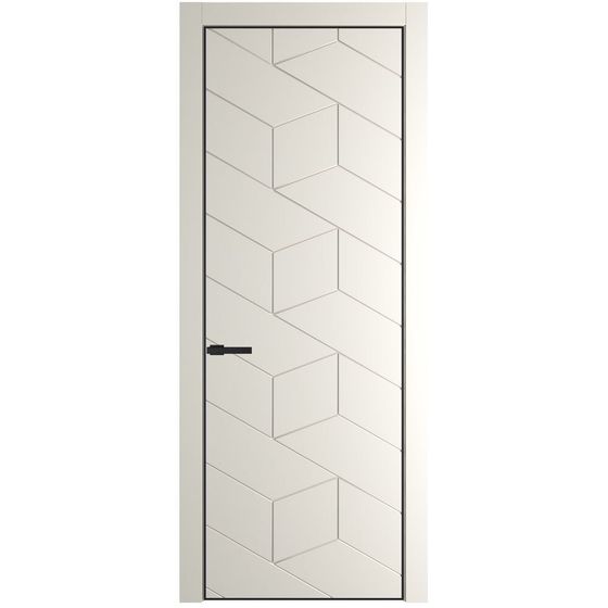 Межкомнатная дверь эмаль Profil Doors 9PA перламутр белый глухая профиль чёрный матовый