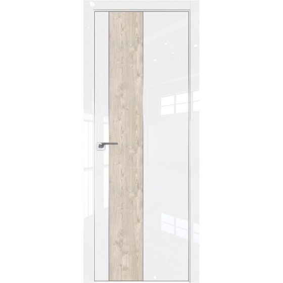 Межкомнатная дверь глянцевая Profil Doors 105LK белый люкс со вставкой