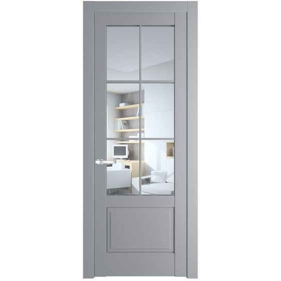 Межкомнатная дверь эмаль Profil Doors 3.2.2 (р.6) PD смоки стекло прозрачное