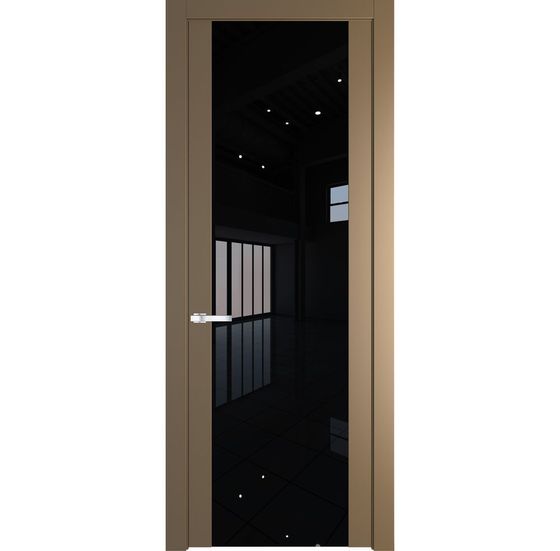 Межкомнатная дверь эмаль Profil Doors 1.7P перламутр золото стекло чёрный лак