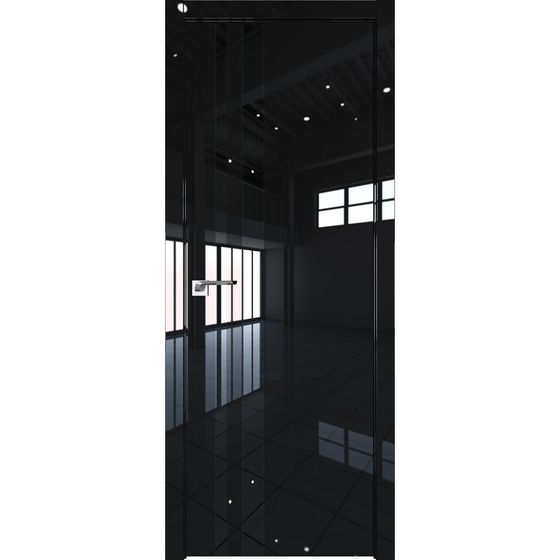 Межкомнатная дверь глянцевая Profil Doors 16LK чёрный люкс со вставкой