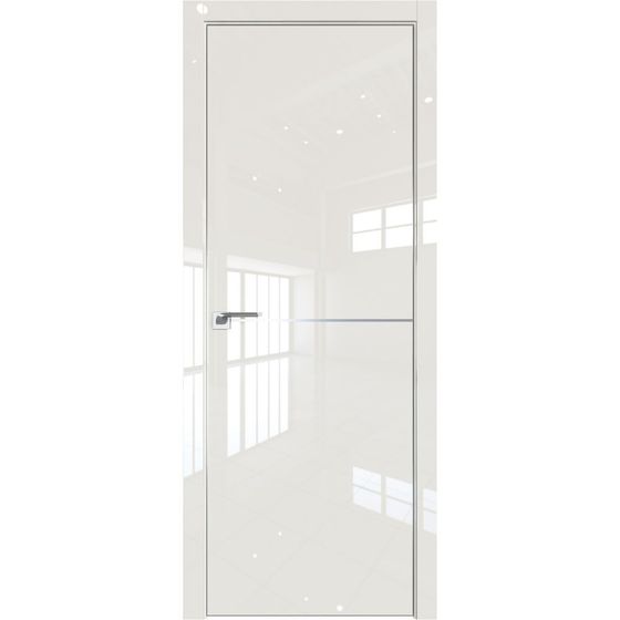 Межкомнатная дверь глянцевая Profil Doors 12LK магнолия люкс с алюминиевым молдингом