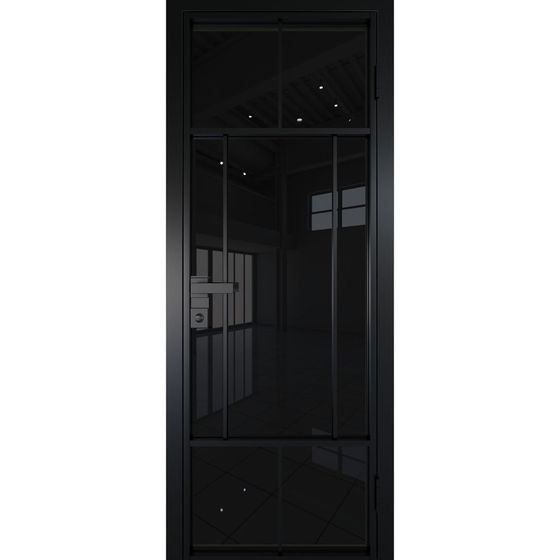 Алюминиевая дверь 10AG чёрная матовая RAL9005 остеклённая