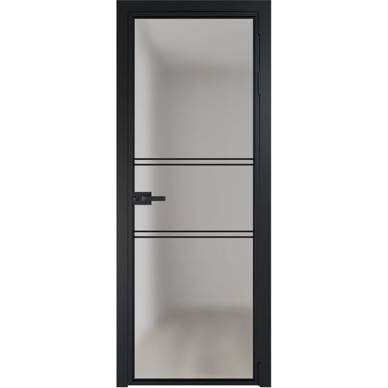 Алюминиевая дверь 2AX чёрная матовая RAL9005 стекло матовое
