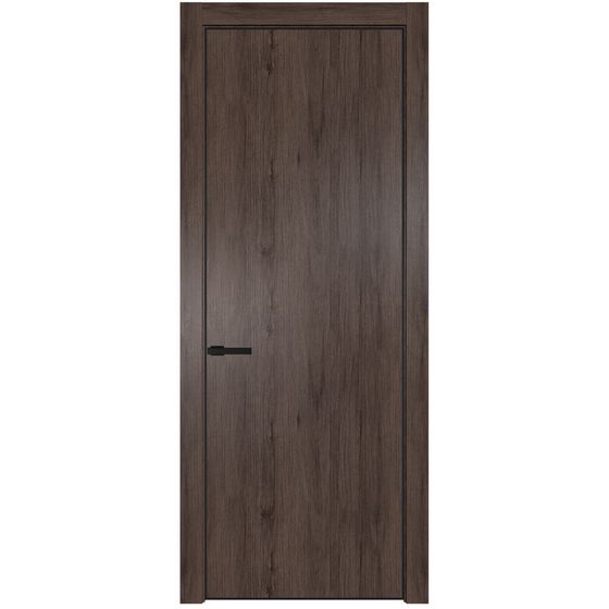 Межкомнатная дверь Profil Doors 1NA дуб тобакко глухая чёрный профиль