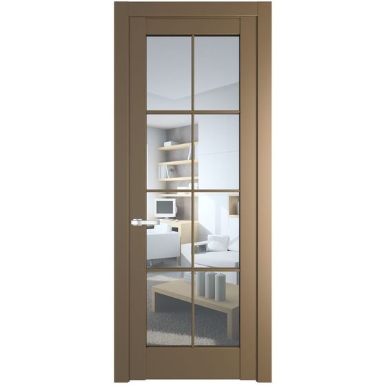 Межкомнатная дверь эмаль Profil Doors 3.1.2 (р.8) PD перламутр золото стекло прозрачное