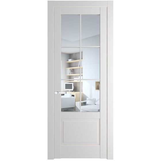 Межкомнатная дверь эмаль Profil Doors 3.2.2 (р.6) PD крем вайт стекло прозрачное