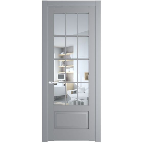 Межкомнатная дверь эмаль Profil Doors 4.2.2 (р.12) PD смоки стекло прозрачное