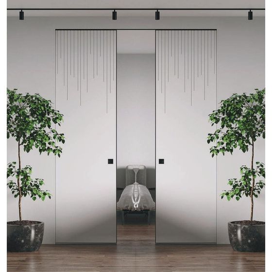 Пенал двустворчатый K-PUSH Profil Doors 8PE крем вайт в интерьере