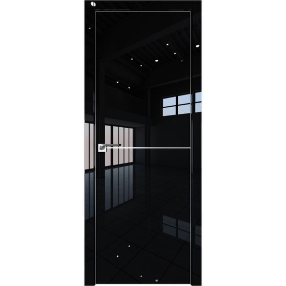 Межкомнатная дверь глянцевая Profil Doors 12LK чёрный люкс с алюминиевым молдингом