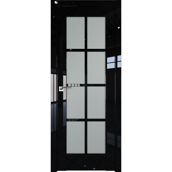 Межкомнатная дверь глянцевая Profil Doors 101L чёрный люкс остеклённая