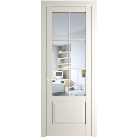 Межкомнатная дверь эмаль Profil Doors 3.2.2 (р.6) PD перламутр белый стекло прозрачное