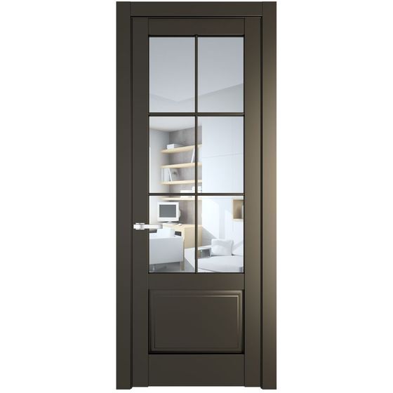 Межкомнатная дверь эмаль Profil Doors 4.2.2 (р.6) PD перламутр бронза стекло прозрачное