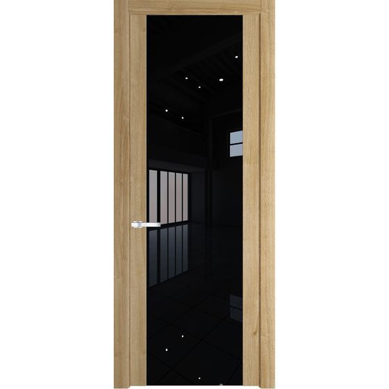 Межкомнатная дверь Profil Doors 1.7N дуб карамель стекло чёрный лак
