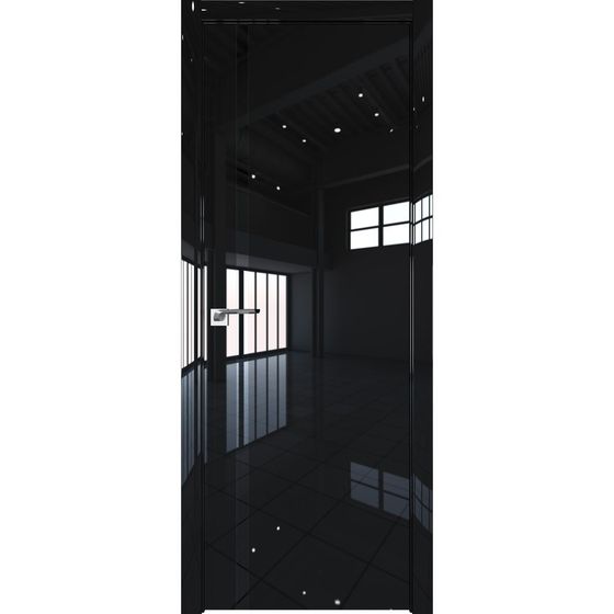 Межкомнатная дверь глянцевая Profil Doors 22LK чёрный люкс со вставкой