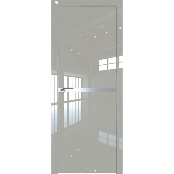 Межкомнатная дверь глянцевая Profil Doors 11LK галька люкс с алюминиевым молдингом