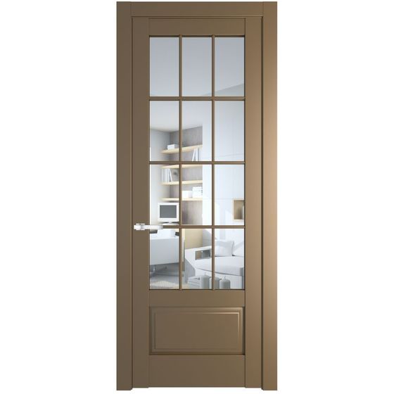Межкомнатная дверь эмаль Profil Doors 4.2.2 (р.12) PD перламутр золото стекло прозрачное