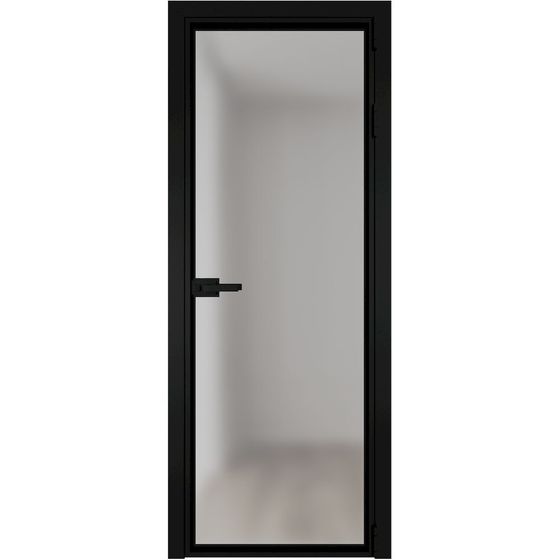 Алюминиевая дверь 1AV чёрная матовая RAL9005 стекло матовое