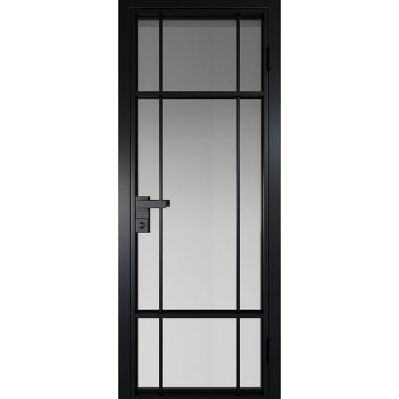 Межкомнатная дверь алюминиевая Profil Doors 8AG чёрная матовая RAL9005 остеклённая