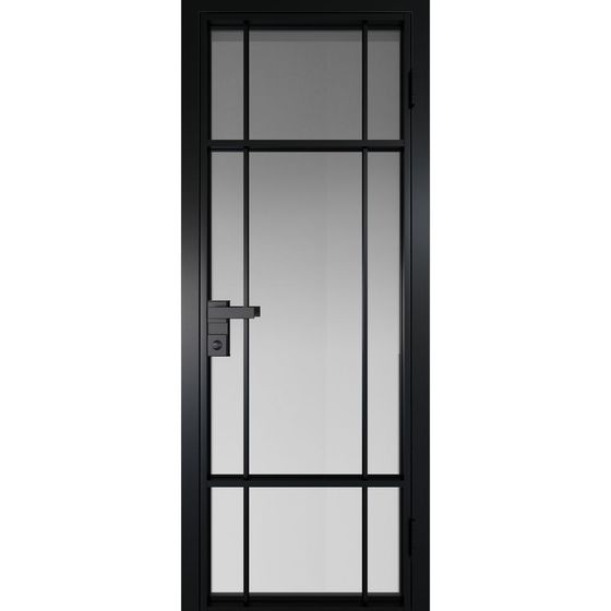 Алюминиевая дверь 8AG чёрная матовая RAL9005 остеклённая