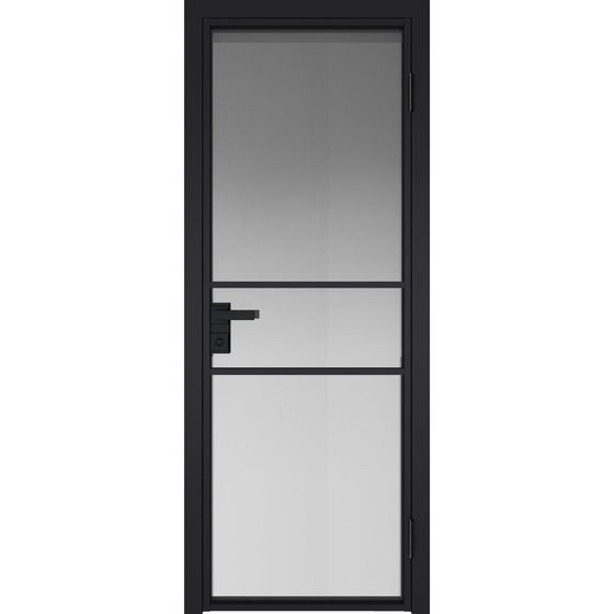 Алюминиевая дверь 2AG чёрная матовая RAL9005 остеклённая