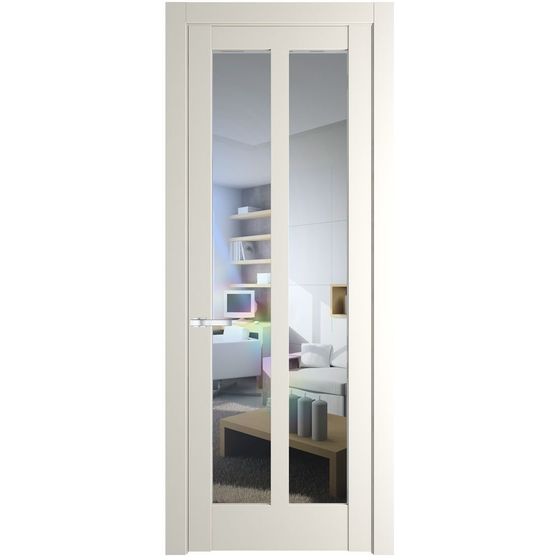 Межкомнатная дверь эмаль Profil Doors 4.7.2PD перламутр белый стекло прозрачное