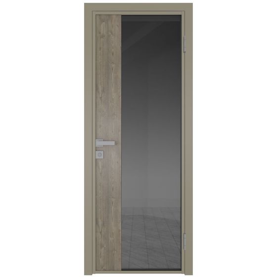 Межкомнатная дверь алюминиевая Profil Doors 7AG никель матовый остеклённая со вставкой каштан темный