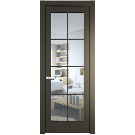 Межкомнатная дверь эмаль Profil Doors 4.1.2 (р.8) PD перламутр бронза стекло прозрачное