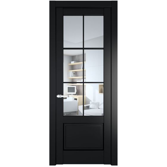 Межкомнатная дверь эмаль Profil Doors 3.2.2 (р.6) PD блэк стекло прозрачное