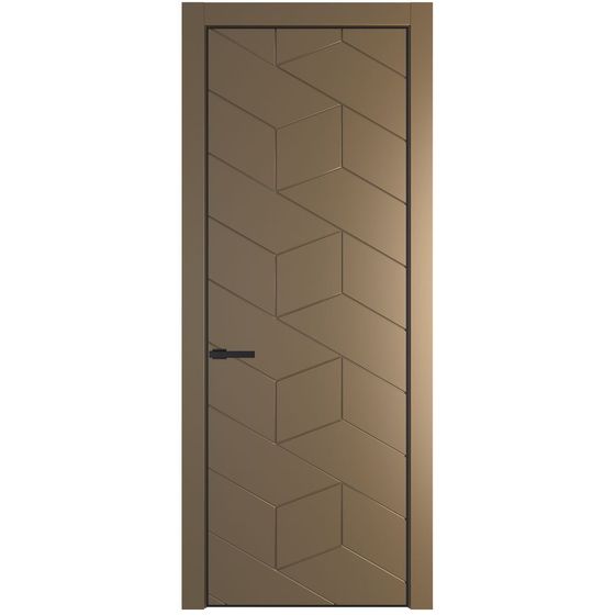 Межкомнатная дверь эмаль Profil Doors 9PA перламутр золото глухая профиль чёрный матовый