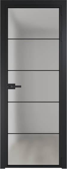 Алюминиевая дверь 5AX чёрная матовая RAL9005 стекло матовое