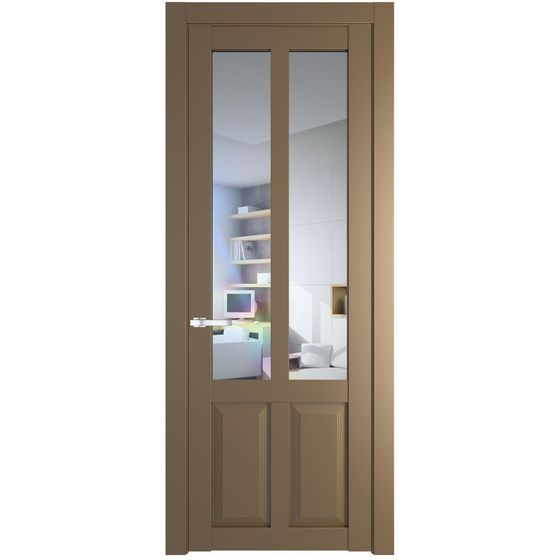 Межкомнатная дверь эмаль Profil Doors 2.8.2PD перламутр золото стекло прозрачное