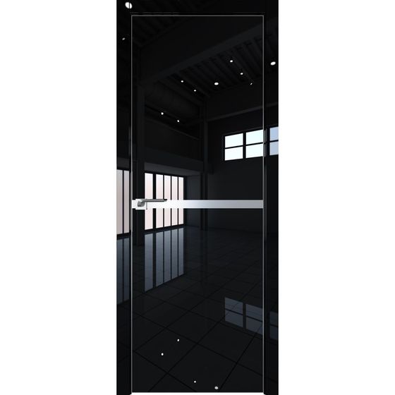 Межкомнатная дверь глянцевая Profil Doors 11LK чёрный люкс с алюминиевым молдингом
