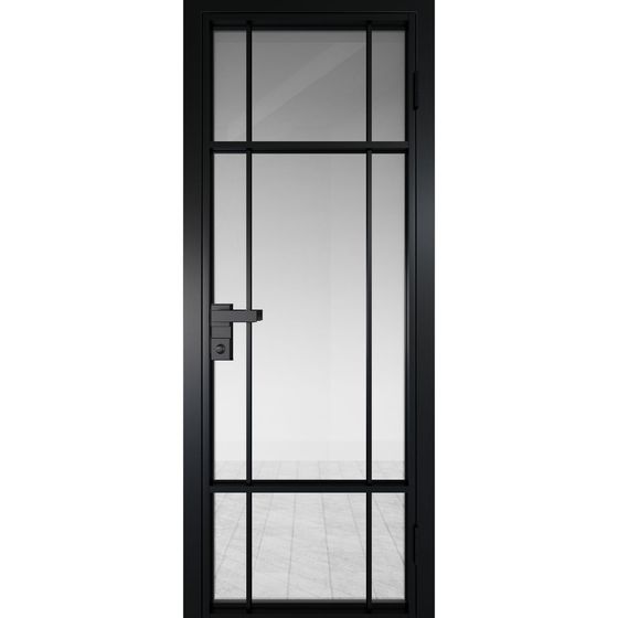 Алюминиевая дверь 8AG чёрная матовая RAL9005 остеклённая