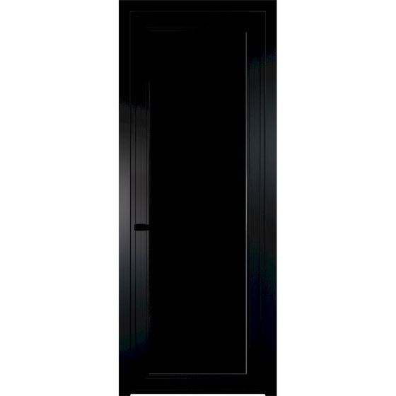 Алюминиевая дверь 1AGP чёрная матовая RAL9005 стекло чёрный триплекс