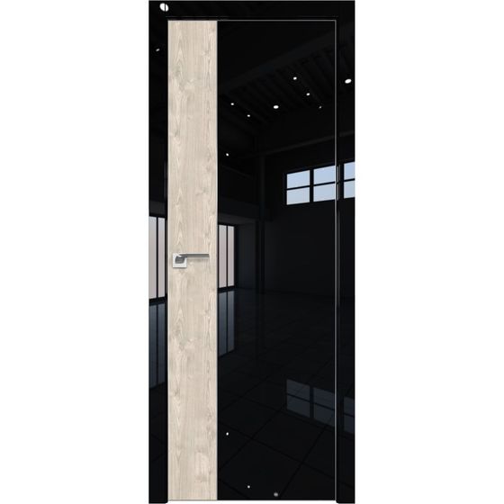 Межкомнатная дверь глянцевая Profil Doors 100LK чёрный люкс со вставкой