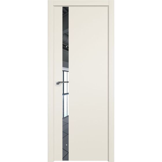 Межкомнатная дверь unilack Profil Doors 6E магнолия сатинат со вставкой