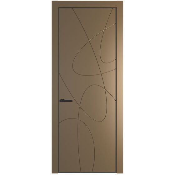 Межкомнатная дверь эмаль Profil Doors 6PA перламутр золото глухая профиль чёрный матовый