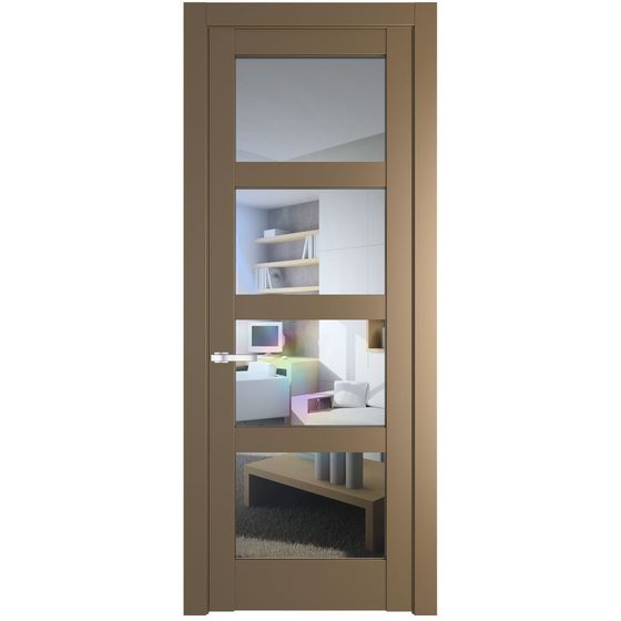 Межкомнатная дверь эмаль Profil Doors 3.4.2PD перламутр золото стекло прозрачное