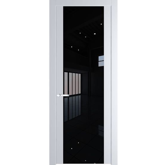 Межкомнатная дверь эмаль Profil Doors 1.7P вайт стекло чёрный лак