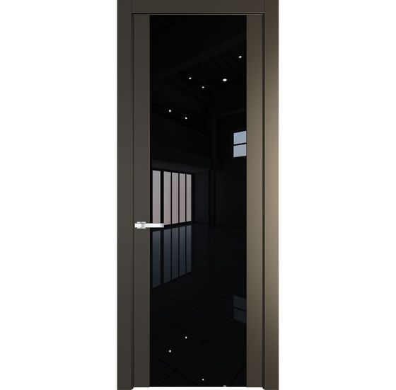 Межкомнатная дверь эмаль Profil Doors 1.7P перламутр бронза стекло чёрный лак